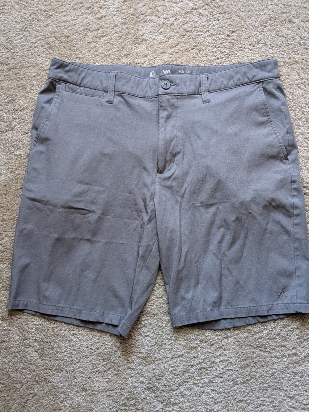 RVCA Dual Purpose Trunk, Zip Up, Gray, Men's Size 34